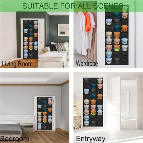 Hanging Hat Rack Organizer 27 Pocket Over Door Holder for Baseball Caps Black - Picture 7 of 8